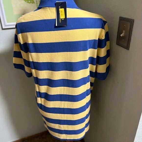 NWT Polo Ralph Lauren Classic Rugby Blue and Yellow Polo Medium Shirt #M14 - Picture 6 of 7